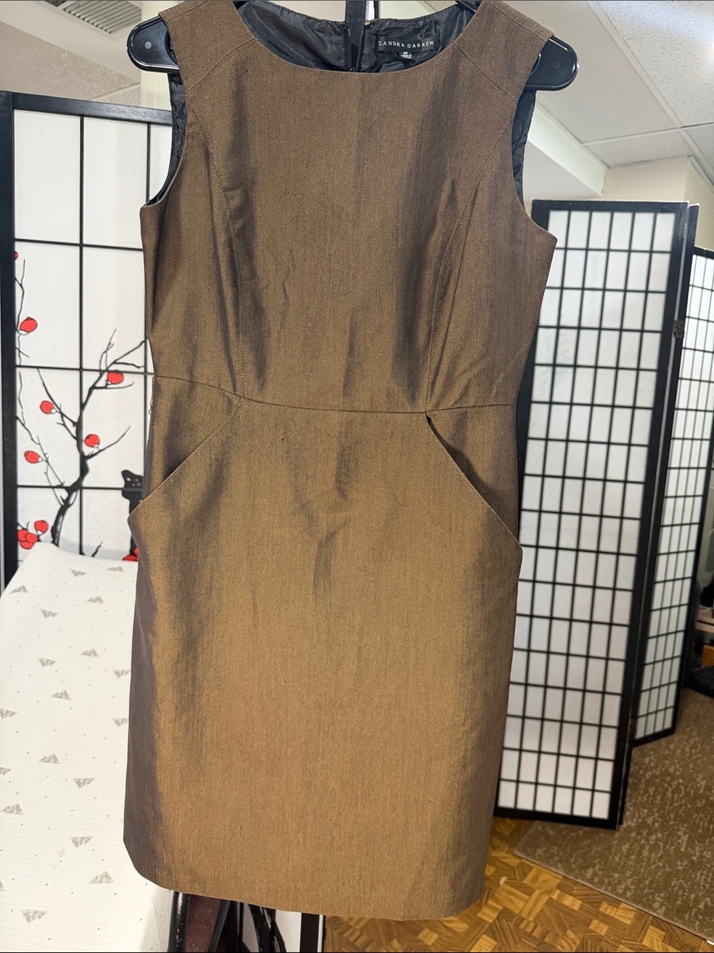 Sandra Darren sleeveless bronze-brown sheath dress